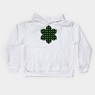 Rows of Stars and Flowers, Green Kids Hoodie